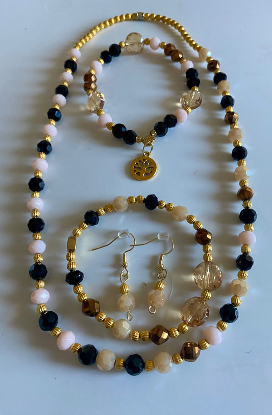 Golden Elegance Necklace Trio (2 Bracelets)