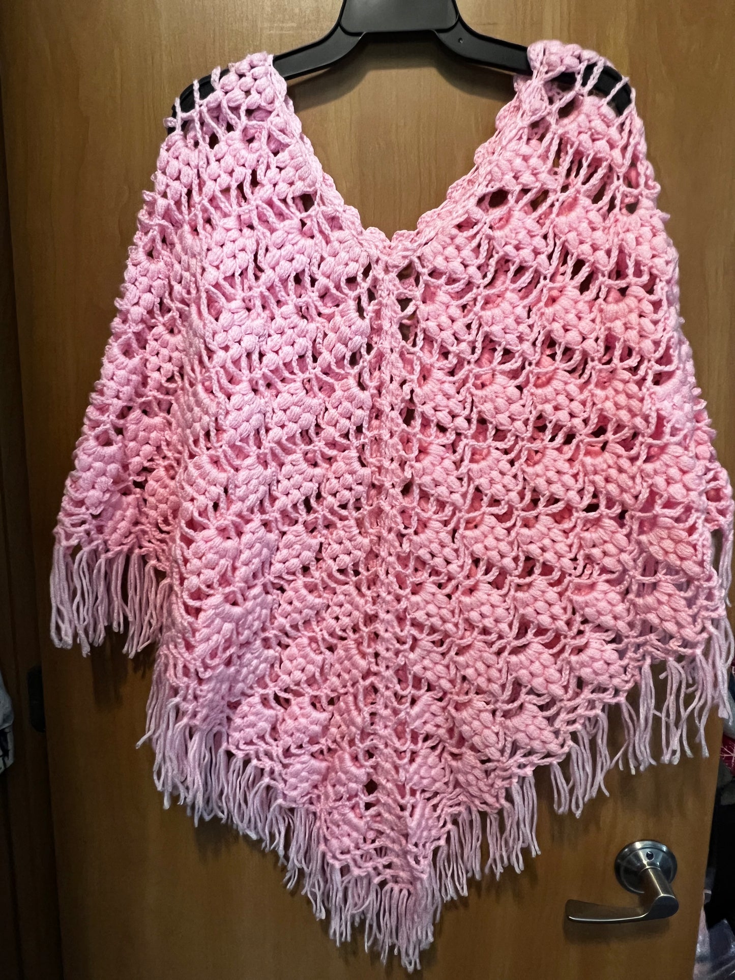 Handmade Crochet Lace Poncho – Pink Pineapple
