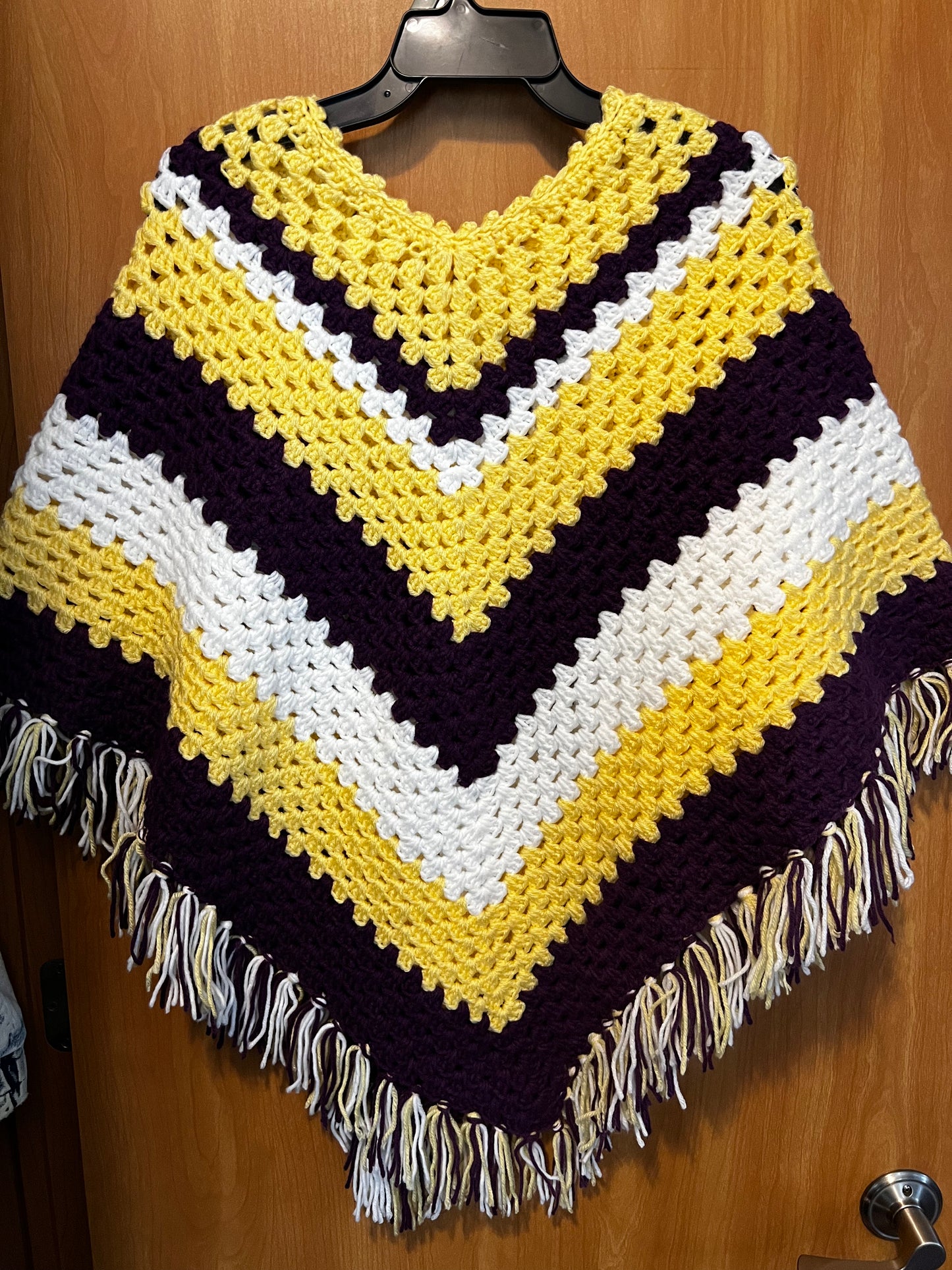 Handmade Crochet Poncho - Purple & Yellow